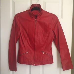 Red leather jacket